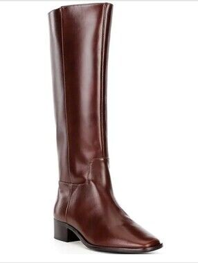 NEW Antonio Melani Dress Boots WIDE CALF Womens Rowan Brown Tall Leather 8.5